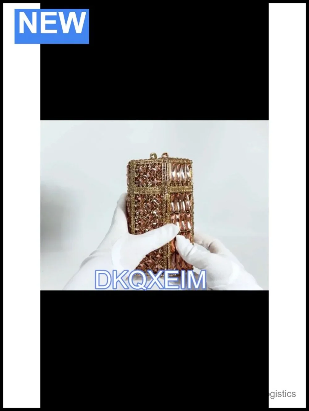 Rhinestone Crystal Clutch Evening Bag Metal Frame Faux PU Leather